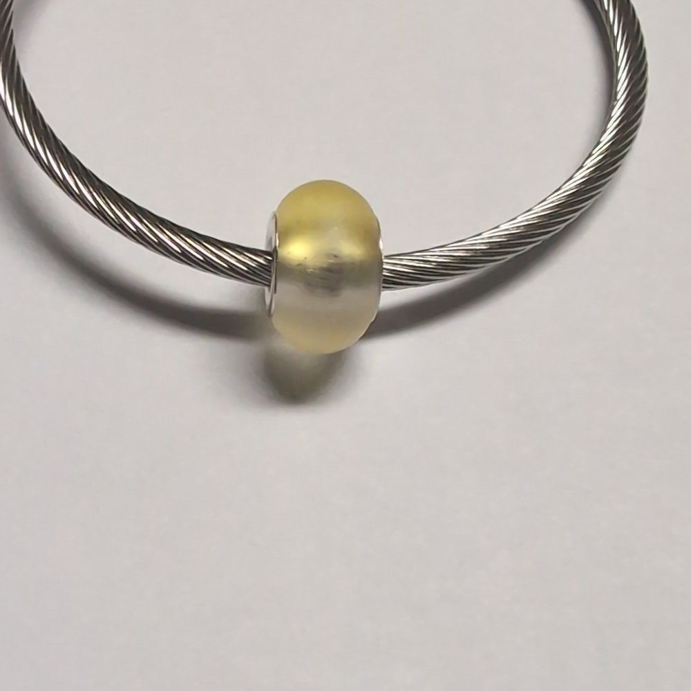 Frosted Two Tone Yellow and Clear Charm‎ for Pandora Style Bracelet